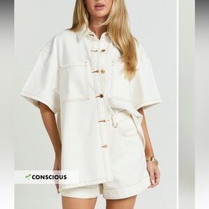 Oversized Denim Short Set